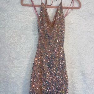 Windsor Iridescent Sequin Dress with Pink Lining